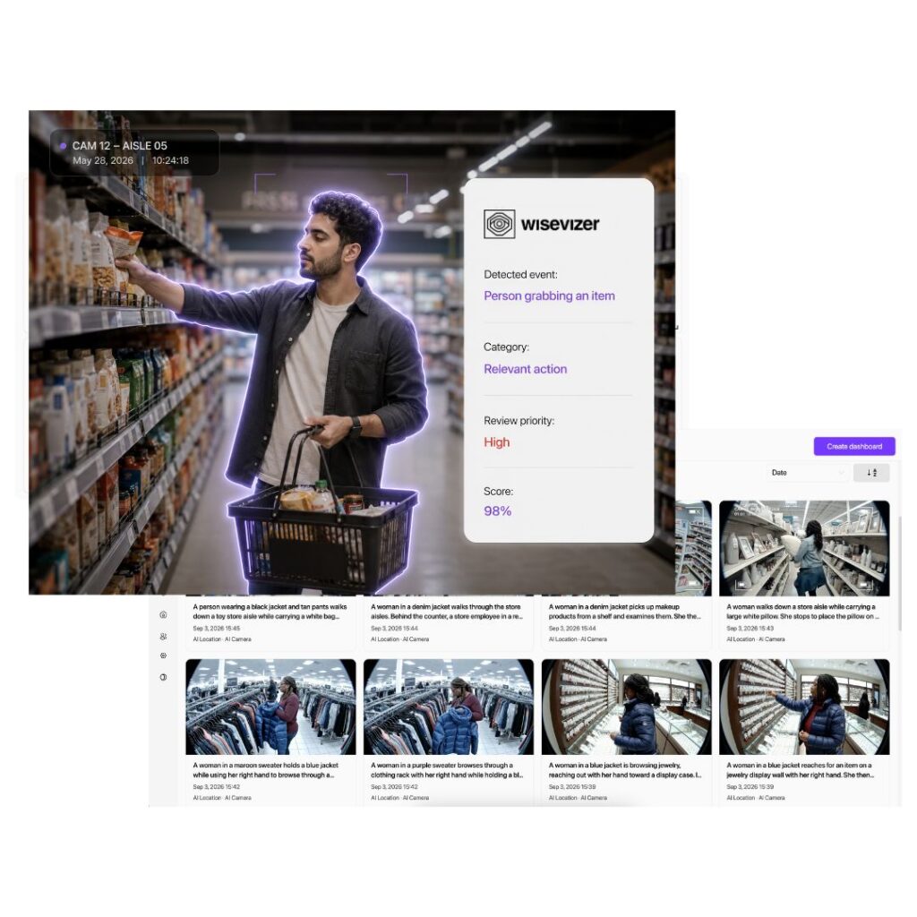 Human action recognition detecting a person grabbing an item in a retail store